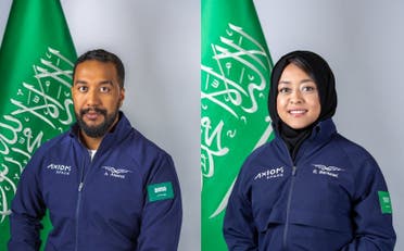 Ali al-Qarni and Rayyanah Barnawi - members of the inaugural Saudi national astronaut program - will be part of the four-man crew Axiom-2 mission to blast off on May 12 from the Kennedy Space Centre in Florida. (Supplied: Axiom)