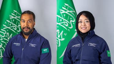 Ali al-Qarni and Rayyanah Barnawi - members of the inaugural Saudi national astronaut program - will part of the four-man crew Axiom-2 mission to blast off on May 12 from the Kennedy Space Centre in Florida. (Supplied: Axiom)