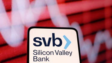 SVB (Silicon Valley Bank) logo and decreasing stock graph are seen in this illustration taken March 10, 2023.  (Reuters)