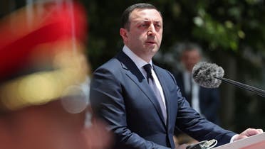 Georgian Prime Minister Irakli Garibashvili delivers a speech during the Independence Day celebrations in Tbilisi, Georgia May 26, 2022. (Reuters)
