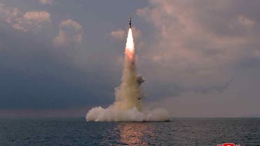 A submarine-launched ballistic missile is seen in this undated photo released on Oct. 19, 2021 by North Korea's Korean Central News Agency (KCNA)