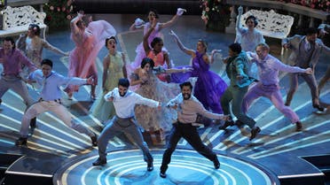 Rahul Sipligunj and Kaala Bhairava perform Naatu Naatu from RRR during the Oscars show at the 95th Academy Awards in Hollywood, Los Angeles, California, U.S., March 12, 2023. (Reuters)
