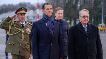 Syrian President Bashar al-Assad meets with Russian Deputy Foreign Minister Mikhail Bogdanov upon his arrival at Vnukovo International Airport in Moscow, Russia in this handout picture obtained by Reuters on March 14, 2023. (Reuters)