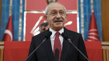 Chairman of Turkey's main opposition Republican People's Party (CHP) Kemal Kilicdaroglu speaks at the parliament during his group speech in Ankara on March 7, 2023. (AFP)