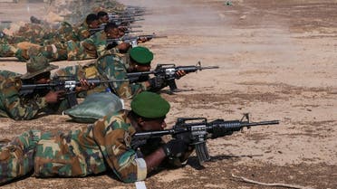 Ghanaian military personnel train shooting during the annual counter-terrorism program called Operation Flintlock, in Daboya, Ghana March 2, 2023. (Reuters)