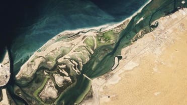  This satellite image from Planet Labs PBC shows Siniyah Island in Umm al-Quwain, United Arab Emirates. (AP)