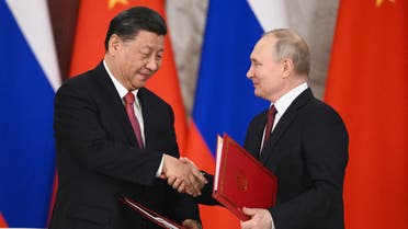 Russian President Vladimir Putin and Chinese President Xi Jinping attend a signing ceremony at the Kremlin in Moscow, Russia March 21, 2023. (Reuters)
