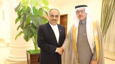 During the event, Waleed Alreshiadan, the Saudi envoy to Dushanbe, met with his Iranian counterpart, Mohammad-Taqi Saberi. (FarsNews_Agency/Twitter)