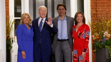 U.S. President Joe Biden meets with Canadian Prime Minister Justin Trudeau and his wife Sophie Gregoire Trudeau at Rideau Cottage in Ottawa, Ontario, Canada March 23, 2023. (Reuters)