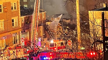 A general view shows smoke coming out from a chocolate factory after fire broke out, in West Reading, Pennsylvania, U.S., March 24, 2023 in this picture obtained from social media. (Reuters)
