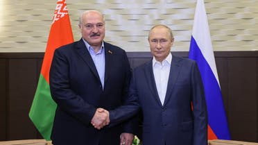 Russian President Vladimir Putin meets with his Belarus’ counterpart Alexander Lukashenko in Sochi on September 26, 2022. (Sputnik via AFP)