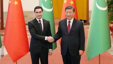 Chinese President Xi Jinping and Turkmenistan's President Serdar Berdymukhamedov shake hands at the Great Hall of the People in Beijing, China, on January 6, 2023. (Reuters)
