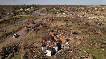 An aerial view of destroyed homes after thunderstorms spawning high straight-line winds and tornadoes ripped across the state in Rolling Fork, Mississippi, US, on March 25, 2023. (Reuters)