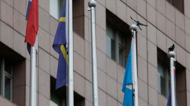 An empty flag pole where the Honduran flag used to fly is pictured next to flags of other countries at the Diplomatic Quarter which houses embassies in Taipei, Taiwan March 26, 2023. (Reuters)