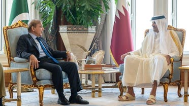 Qatar’s Emir, Sheikh Tamim bin Hamed al-Thani meets with Pakistan’s Prime Minister Shehbaz Sharif in Doha, Qatar, on August 24, 2022. (Reuters)