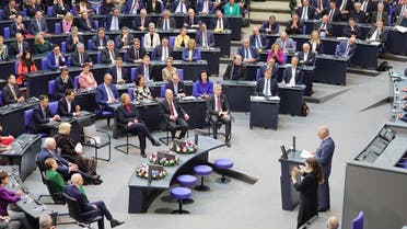 King Charles III addresses members of the German Bundestag at the Reichstag Building on March 30, 2023, in Berlin, Germany. (Reuters)