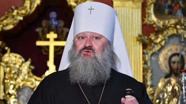 Father-superior of the Kiev-Pechersk Lavra monastery Metropolitan Pavel speaks to the press during a statement in the monastery, in Kiev, on November 30, 2018. (AFP)