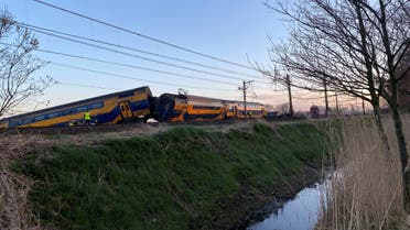 A view of the site where a passenger train derailed in Voorschoten, Netherlands April 4, 2023. (Reuters)