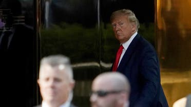 Former US President Donald Trump arrives at Trump Tower, after his indictment by a Manhattan grand jury following a probe into hush money paid to porn star Stormy Daniels, in New York City, US April 3, 2023. (Reuters)