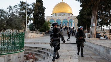 Israeli forces walk near Al-Aqsa Mosque in Jerusalem. (Reuters)