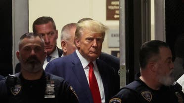 Former U.S. President Donald Trump arrives at Manhattan Criminal Courthouse, after his indictment by a Manhattan grand jury following a probe into hush money paid to porn star Stormy Daniels, in New York City, U.S., April 4, 2023. (Reuters)