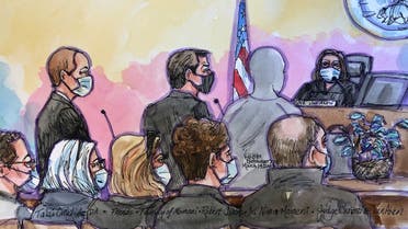 Nima Momeni, the 38-year-old founder of software company Expand IT, appears before Judge Christine Van Aken, accused of the stabbing murder of Cash App founder Bob Lee in a courtroom sketch in San Francisco, California, US April 14, 2023. (Reuters)