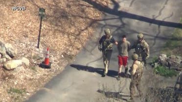 FBI agents arrest Jack Teixeira, an employee of the U.S. Air Force National Guard, in connection with an investigation into the leaks online of classified U.S. documents, outside a residence in this still image taken from video in North Dighton, Massachusetts, US, April 13, 2023. (Reuters)