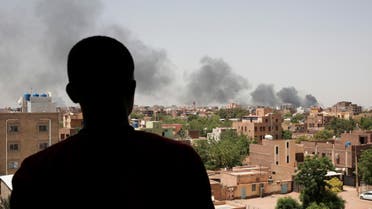 Smoke is seen in Khartoum, Sudan, Saturday, April 22, 2023. (AP)