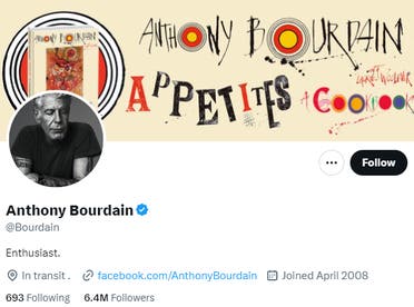 Account of the late Anthony Bourdain