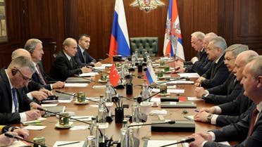 Delegations led by Russian Defence Minister Sergei Shoigu and Turkish Defence Minister Hulusi Akar hold talks in Moscow, Russia, on April 25, 2023. (Reuters)