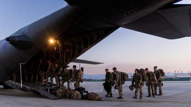 Joint Forces board the C-130 bound for Sudan to evacuate British embassy diplomats and their families, in RAF Akrotiri, Cyprus, on April 25, 2023. (Reuters)