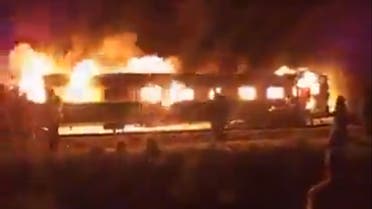Train on fire in Pakistan. (Twitter)