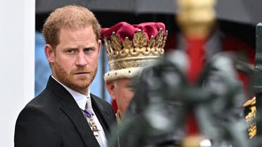 Britain’s Prince Harry stands outside Westminster Abbey following Britain’s King Charles’ coronation ceremony, in London, Britain. (Reuters)