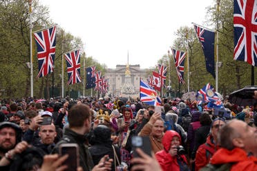  Crowds gather to watch the Coronation of King Charles III and Queen Camilla on May 6, 2023 in London, England. (Reuters)