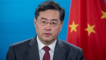 Chinese Foreign Minister Qin Gang takes part in a press conference with his German counterpart Annalena Baerbock (not pictured), after bilateral talks at the Federal Foreign Office in Berlin, Germany May 9, 2023. Michael Kappeler/Pool via REUTERS