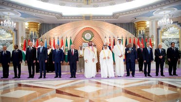 Arab Leaders pose for a family photo ahead of the Arab League Summit in Jeddah, Saudi Arabia, on May 19, 2023. (Reuters)