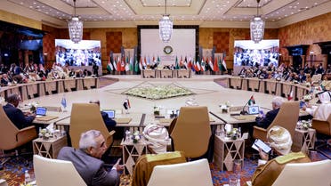 Delegates attend the Arab Foreign Ministers Preparatory Meeting ahead of the 32nd Arab League Summit in Jeddah on May 17, 2023. (Photo by AFP)