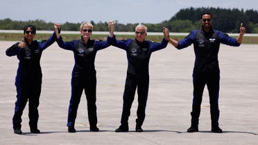 Commander Peggy Whitson, pilot John Shoffner, and mission specialists Ali Alqarni and Rayyanah Barnawi representing Saudi Arabia pose before the planned Axiom Mission 2 (Ax-2) launch to the International Space Station at Kennedy Space Center, Florida, U.S. May 21, 2023. (Reuters)