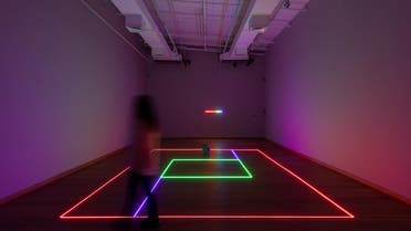 Haroon Mirza, Installation view of ‘Light Work xlix’ (2022). Shown in ‘Notations on Time’ at Ishara Art Foundation, 2023. (Image courtesy: Ishara Art Foundation and the artist. Photo by Ismail Noor/Seeing Things.)