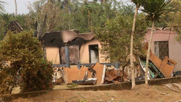 A burned and damaged building is seen in Kembong, south-west region of Cameroon December 29, 2017. Picture taken December 29, 2017. REUTERS/Josiane Chemou