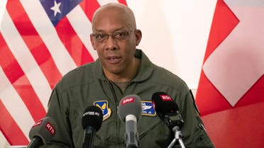 FILE PHOTO: Chief of Staff of the U.S. Air Force General Charles Q. Brown Jr. addresses the media during a news conference at a Swiss airbase in Payerne, Switzerland March 15, 2022. REUTERS/Arnd Wiegmann/File Photo