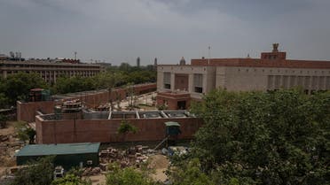 Labourers work at the under construction site of the new parliament building in New Delhi, India, May 23, 2023. (Reuters)