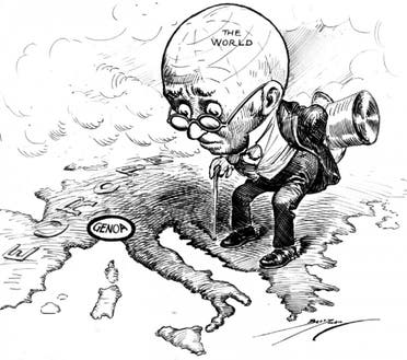 رسم كاريكاتيري ساخر حول مؤتمر جنوة عام 1922