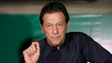 Pakistan's former Prime Minister Imran Khan gives a press conference at his home, in Lahore, Pakistan, Thursday, May 18, 2023. (AP)