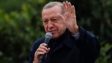 Turkish President Tayyip Erdogan addresses his supporters following early exit poll results for the second round of the presidential election in Istanbul, Turkey May 28, 2023. (Reuters)