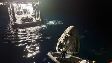 The Ax-2 crew aboard the SpaceX Dragon Freedom spacecraft safely splashed down off the coast of Florida at 11:04 p.m. EDT on May 30, 2023. (Credit: SpaceX)