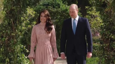 Britain's Prince William and Princess Catherine arrive at Jordan Crown Prince's wedding on June 1, 2023. (Reuters)