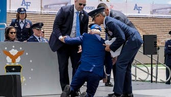 Biden trips, falls at Air Force Academy graduation