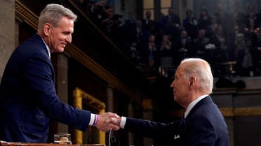 President Joe Biden shakes hands with House Speaker Kevin McCarthy of Calif., after the State of the Union address to a joint session of Congress at the Capitol, Tuesday, Feb. 7, 2023, in Washington. (Reuters)