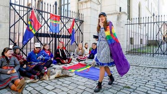 Activists, Indigenous Sami hold wind farm protest outside Norwegian PM office